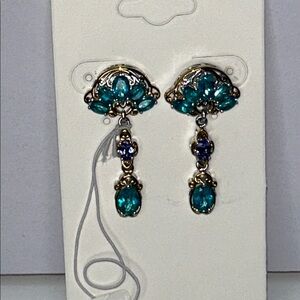 NWT Gems En Vogue Sterling Palladium Apatite Tanzanite Genuine Gemstone Earrings